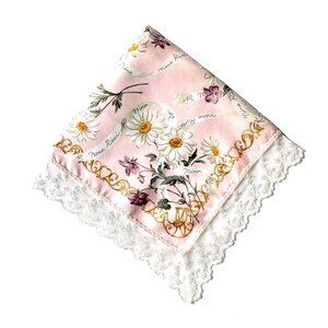 Vintage Nina Ricci Handkerchief Mini Scarf – Floral & Monogram Lace Design